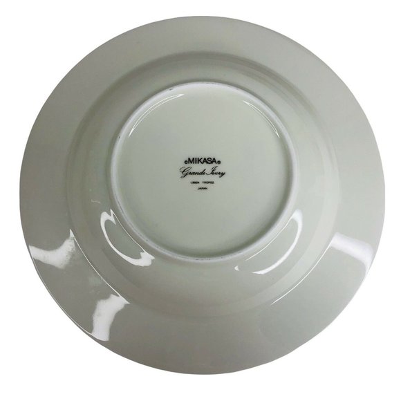 5 Mikasa Grande Ivory Tropez Rim Soup Bowls L5504 Japan 8 1/2” VTG Gray Floral - Picture 6 of 12